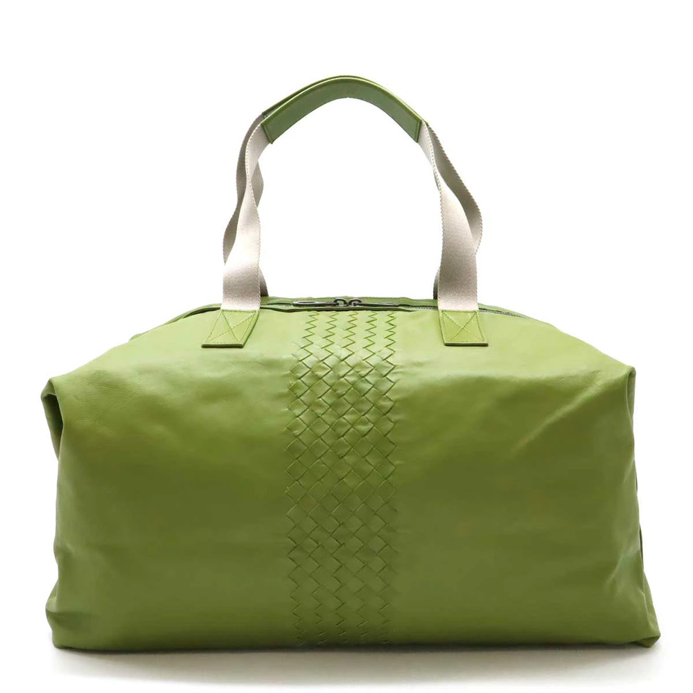 BOTTEGA VENETA Intrecciato Boston Bag Travel Leather Leaf Green